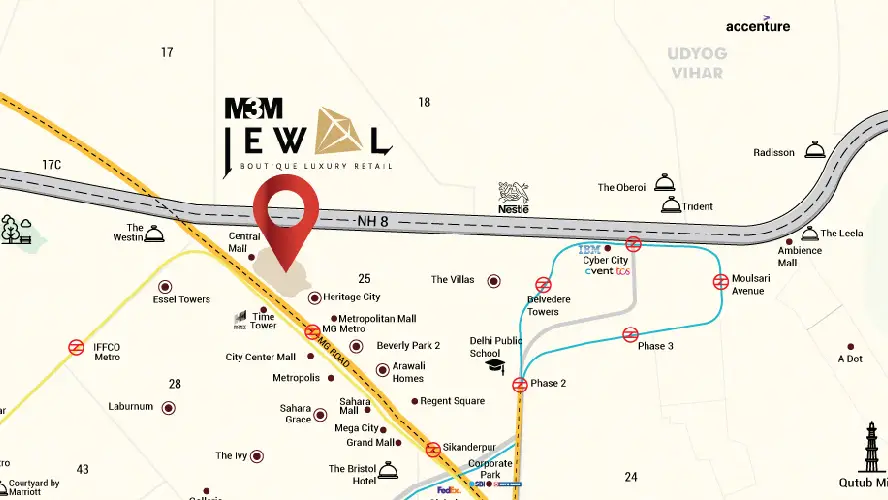 Location Map of M3M Jewel